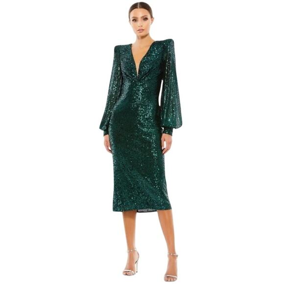 Mac Duggal Dresses & Skirts - MAC DUGGAL Dress Size 4 Evening Gown Sequin NEW Midi Green Emerald Structure